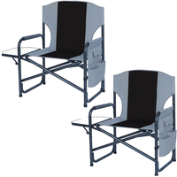 Ensemble de chaises de camping surdimensionnées Colegence, 2 chaises pliantes robustes pour l'extérieur, supportant 600 lb, avec poche latérale amovible et réglable