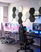 Lot de 12 panneaux acoustiques hexagonaux décoratifs autocollants, panneaux acoustiques en PET pour l'atténuation du son, pour studio, bureau, maison