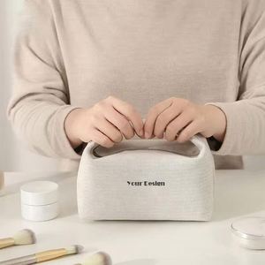 Pochette de voyage réutilisable écologique en toile de coton naturelle personnalisée avec fermeture éclair, grande capacité, légère, pour organiser les cosmétiques - Product Image 4
