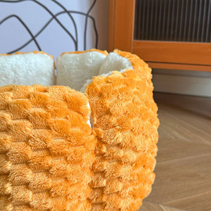 Nid pour animaux de compagnie en polaire épaisse doublée de polaire, motif uni, pour un sommeil profond, Halloween, citrouille, pour chat et petit chien, vente en gros, automne-hiver - Product Image 5