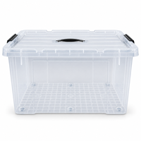 Conteneur de rangement transparent grande capacité 65L en plastique PP pour la buanderie, les serviettes et le linge