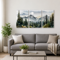 Lot de 3 tableaux encadrés sur toile, style Art Déco, impression numérique de paysages, art mural en fer et bois de pin pour salon et chambre à coucher