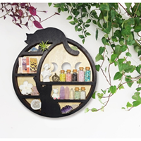 Étagère murale flottante en bois pour cristaux de lune, étagère en forme de croissant de lune, organisateur essentiel pour pierres, rangement pour roches