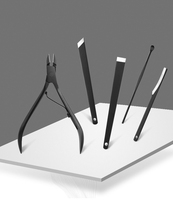 Ensemble de manucure HONGSTARS de qualité supérieure en acier inoxydable avec revêtement noir, 18 pièces, emballage en polybag, logo personnalisé, utilisation facile, réparation des ongles
