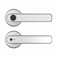 Serrure de porte intelligente WiFi en alliage d'aluminium, silencieuse, numérique, avec empreinte digitale, poignée en bois, option de stockage de données sur le cloud pour bureau, en alliage de zinc