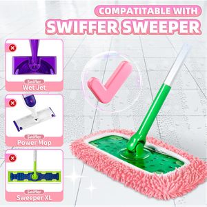 4 confezioni di tamponi per mocio compatibili con spazzatrici in microfibra ciniglia lavabili con spazzino a secco e <span class=keywords><strong>panni</strong></span> per spazzare a umido - Product Image 3