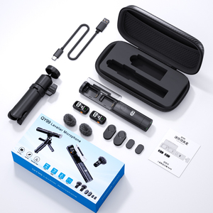 Micrófono Inalámbrico QY99, Mini Micrófono Lavalier Ligero, Ultra Claro, Conexión Plug and Play, para <span class=keywords><strong>Video</strong></span> en Interiores y Exteriores, con Trípode - Product Image 1
