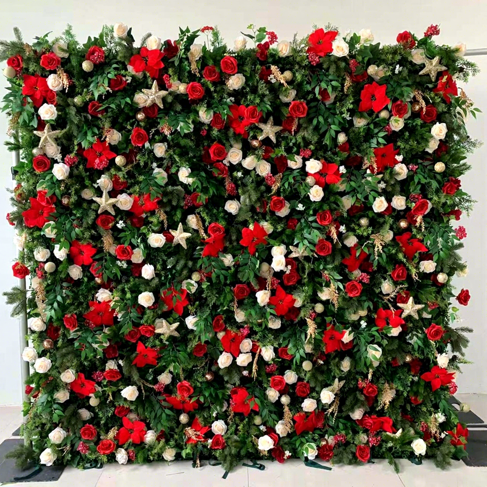 Christmas Backdrop Decoration Flower Wall Custom OEM ODM Artificial ...