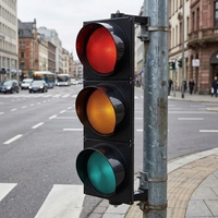 Feu de signalisation LED à boule complète rouge, jaune, verte, avec lentille optique à trois couches pour intersection routière