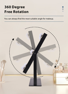 <span class=keywords><strong>Espejo</strong></span> de Escritorio Cuadrado Moderno Personalizado con <span class=keywords><strong>Marco</strong></span> Metálico Giratorio, Luz LED a Pilas y Brillo Ajustable para Uso en Tocador - Product Image 5