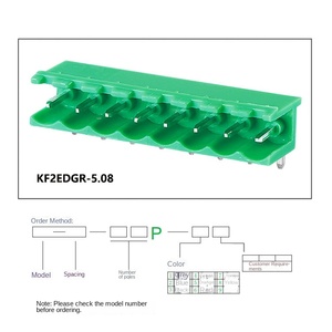 KF2EDGR-5.08- Connecteurs mâles et femelles vertes à pas de 5 mm, fiches et prises à angle droit 90° à travers trou - Product Image 2