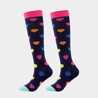 Chaussettes de compression en bambou respirantes et anti-transpiration à pois, hauteur genou, pour le cyclisme et les sports de loisirs en extérieur