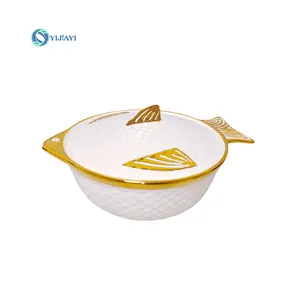 JIUWANG gold-plated ceramic casseroles de cuisine en inox Set cooking pots with Handles Packaging food warmer casserole