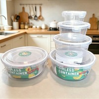 Ensemble de 4 contenants de stockage alimentaire, grande capacité, boîte à salade, boîte à fruits, boîte à lunch, réfrigérateur-sécurisé, transparent, PET de qualité alimentaire
