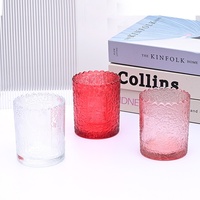 Porte-bougies en verre borosilicate à bord festonné esthétique, motif nuage gaufré coloré, résistant à la chaleur, pour la Saint-Valentin