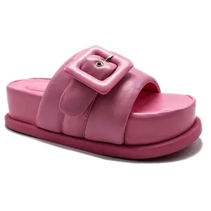 여성용 여름 슬라이드 샌들 패션 스포츠 슬리퍼 컴포트 방수 기능 높이 증가 EVA 정품 가죽
