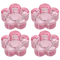 Bougeoirs chauffe-plat en verre rose à base épaisse vide de luxe en forme de fleur pour la décoration de fête d'anniversaire de mariage