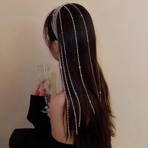 Jepit rambut rantai berlian imitasi, aksesori rambut mewah, jepit rambut rumbai - Product Image 1