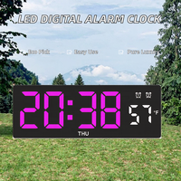 Réveil numérique LED avec rétroéclairage Luminova, alimentation USB/piles, affichage du calendrier et de la température, horloge de bureau/table