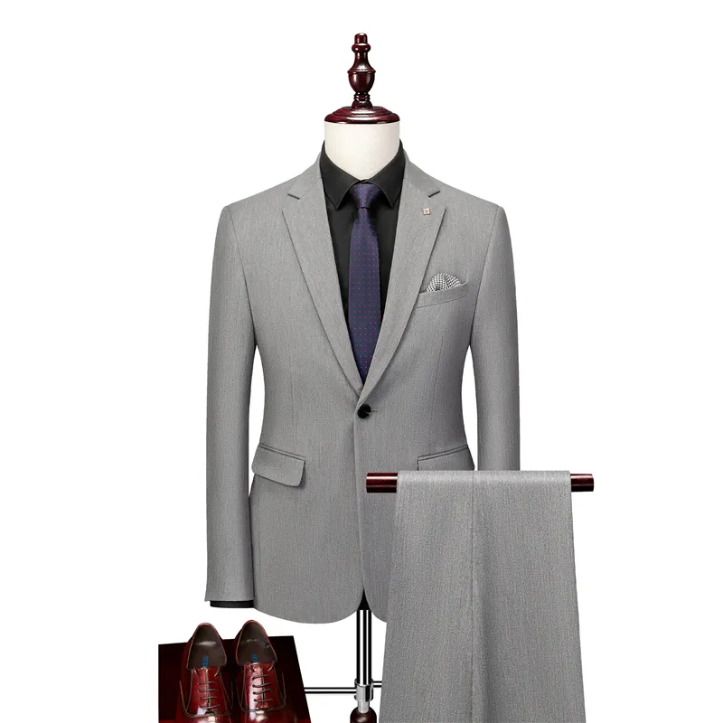 High Quality Classic Solid Single Breasted Men's 2 Pieces Wedding Blazer And Pants Set Men Formal Business Blazer Suits