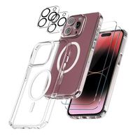 [5 en 1] Nouvelle tendance pour iphone 15pro étui magnétique avec lentille Film protecteur d'écran verre trempé pour iPhone15promax 6.7 pouces