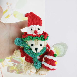 Factory Hot Sale Christmas Bear Crochet <b>Hat</b> Keychain Plush Toys 4inch Stuffed <b>Animal</b> Toys Claw Machine Toys <b>for</b> Kids Party Bag - Product Image 1