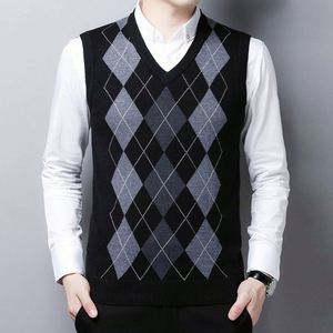 Gilet d'hiver chaud en laine pour hommes col en V gilet en tricot respirant Anti-rides coupe-vent vêtements d'extérieur résistant au froid 100% Polyester - Product Image 2