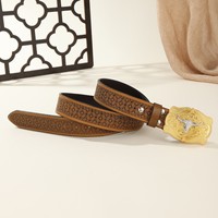 Ceinture de cowboy western transfrontalière avec grande boucle plaquée sculptée motif cheval au galop, style vintage tendance pour jeunes hommes punk