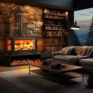 Cheminée simple à flamme réelle au <span class=keywords><strong>bois</strong></span>, <span class=keywords><strong>double</strong></span> <span class=keywords><strong>face</strong></span>, triple <span class=keywords><strong>face</strong></span>, vue sur le feu, salon de villa, cheminée - Product Image 1