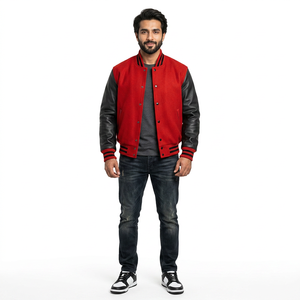 Chaquetas Varsity Unisex con Botones para Hombre, Invierno, Cuello Alto, Logotipo Personalizable Bordado en la Parte Delantera, Estilo Letterman, 100% Algodón - Product Image 1