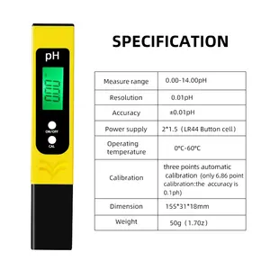 LCD dijital PH kalem su kalitesi test cihazı cep taşınabilir PH metre Tester su için