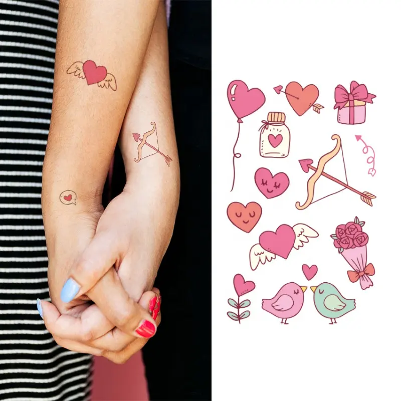 Giorno di san valentino personalizzato tatuaggi temporanei impermeabile delle donne e gli uomini del corpo braccia gambe autoadesivo del tatuaggio