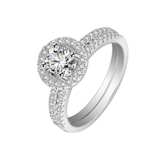 Ensemble de bagues de mariage classiques pour femmes en argent sterling plaqué rhodium avec zircon certifié CMA pour fiançailles, anniversaire et cadeau - Product Image 1
