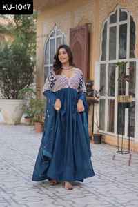 Ropa étnica india Ropa DE BODA pesada Vestidos Anarkali con estrella Georgette con cuentas bordadas Lentejuelas Trabajo Conjunto de vestidos de lujo - Product Image 3