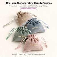 Pochette à bijoux personnalisée en velours avec cordon en satin noué |   Sac cadeau mat doux, rose sauge, taupe, OEM, MOQ 200