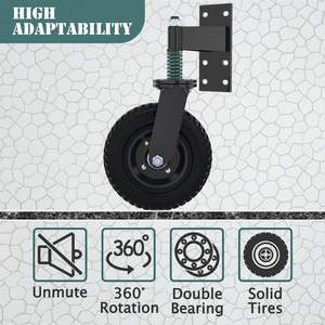 Roue de porte de 8 pouces pour porte en tube métallique Porte en bois Capacité de 600lb Roulettes à ressort absorbant les chocs pour porte coulissante - Product Image 3