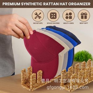Woven <b>Hat</b> Storage Rack Rectangular <b>Standing</b> Type Handmade Baseball Cap Organizer Multipurpose - Product Image 2