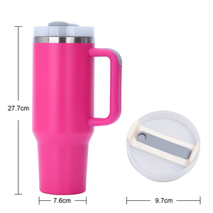 Gobelet personnalisé de 40 oz Tasse d'extérieur en acier inoxydable à double paroi Gobelet de 40 oz isolé sous vide avec poignée et paille - Product Image 5