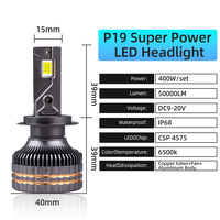 Phares LED POPNOW H4 400W 50000lm Super Lumineux P19 Ampoule de Phare de Voiture 6500k Blanc F10 Phare LED