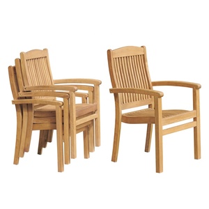 Modern Durable Solid Teak Wood <b>Stacking</b> <b>Chair</b> for Outdoor <b>Garden</b> Park Patio Dining Beach Villa Camping-Indonesian Manado Style - Product Image 3