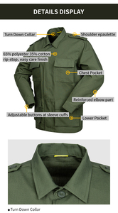 올리브 그린 4포켓 <span class=keywords><strong>BDU</strong></span> 수트 남성용 유니폼 전술 의류 재킷 위장복 - Product Image 3