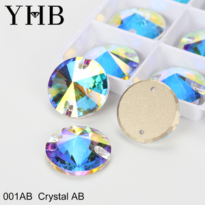 YHB vente en gros Rivoli Strass verre cristal fantaisie en forme de pierres à coudre Flatback coudre sur strass en vrac pour vêtement robe de mariée - Product Image 5