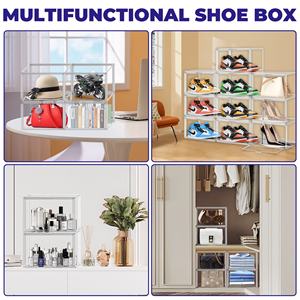 자석식 아크릴 스니커즈 박스 조립식 투명 신발 정리함 접이식 플라스틱 신발 보관 컨테이너 박스 랙 - Product Image 6