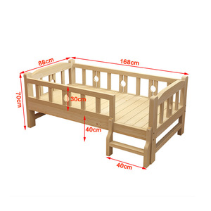 Cama de Bebé de Madera Maciza para Niños y Niñas, Mueble Infantil de Moda con Barandilla de Empalme, Amplia, Expandible y Móvil - Product Image 6