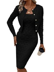 <span class=keywords><strong>Set</strong></span> di abiti con cavo in <span class=keywords><strong>maglia</strong></span> tinta unita <span class=keywords><strong>e</strong></span> <span class=keywords><strong>Cardigan</strong></span> frontale con bottoni - Product Image 4