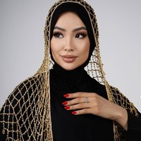 Voile de tête en maille scintillante fait main avec franges et perles, vente en gros