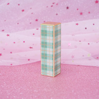 EN STOCK SANS QUANTITÉ MINIMALE DE COMMANDE Tube à rouge à lèvres imprimé en 3D en ABS, design gaufré, esthétique vintage, fermeture magnétique 3D avec motif tartan
