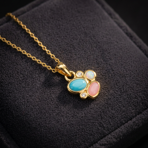 S925 14K Plaqué Or Chunky Naturel Turquoise Rose Opale Australienne Opale Personnalisable pour Les Ventes OEM et ODM - Product Image 2