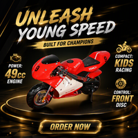 Mini-moto 49cc pour enfants, deux temps, refroidie par air, essence, style course, moto à deux roues