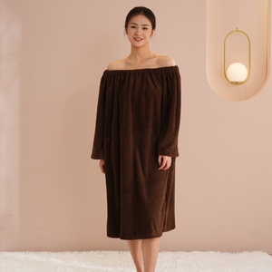 Bata de Baño Tipo Kimono para <span class=keywords><strong>Mujer</strong></span>, Color Marrón Oscuro, Suave y Absorbente, de Secado Rápido, para Spa, <span class=keywords><strong>Ducha</strong></span> y Uso en Hoteles - Product Image 4